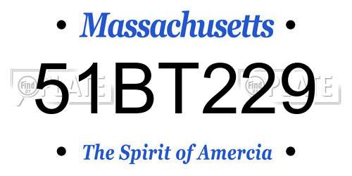 51BT229 Massachusetts License Plate