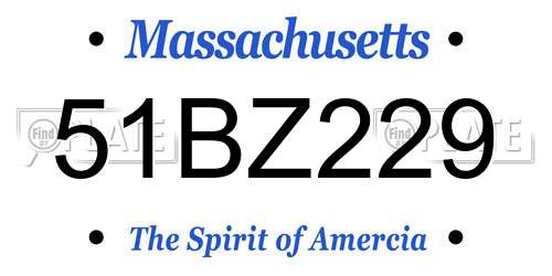 51BZ229 Massachusetts License Plate