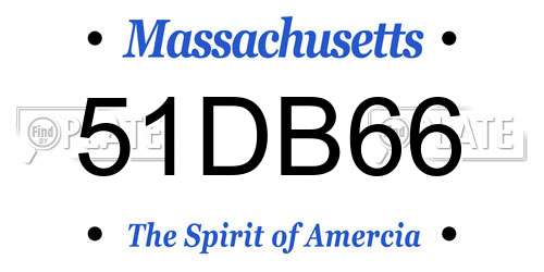 51DB66 Massachusetts License Plate
