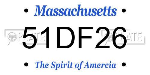 51DF26 Massachusetts License Plate