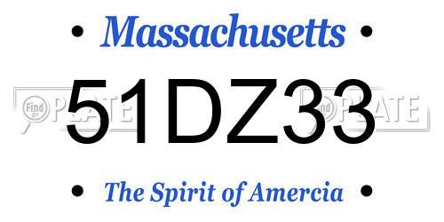51DZ33 Massachusetts License Plate