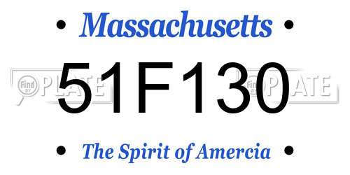 51F130 Massachusetts License Plate