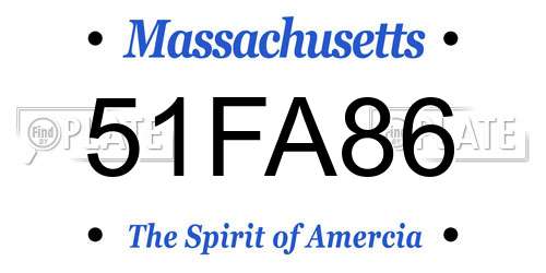 51FA86 Massachusetts License Plate