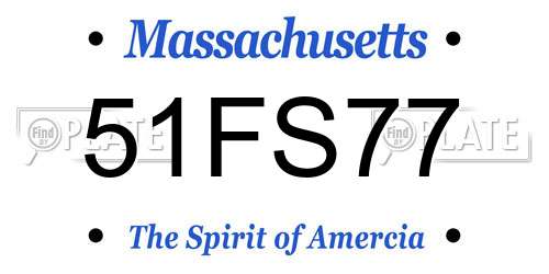 51FS77 Massachusetts License Plate