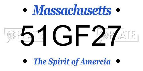 51GF27 Massachusetts License Plate