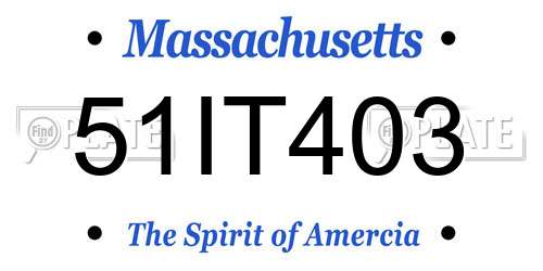 51IT403 Massachusetts License Plate