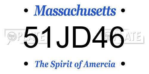 51JD46 Massachusetts License Plate