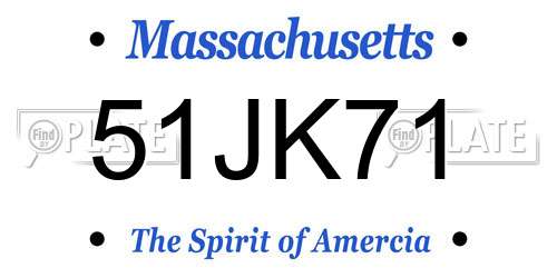 51JK71 Massachusetts License Plate