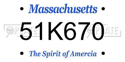 51K670 Massachusetts License Plate