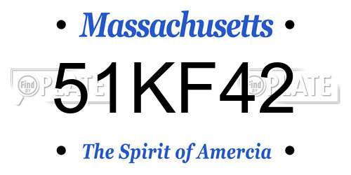 51KF42 Massachusetts License Plate
