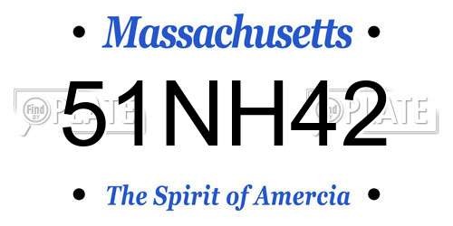51NH42 Massachusetts License Plate