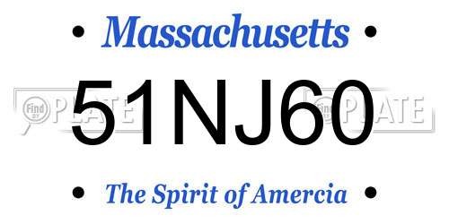 51NJ60 Massachusetts License Plate