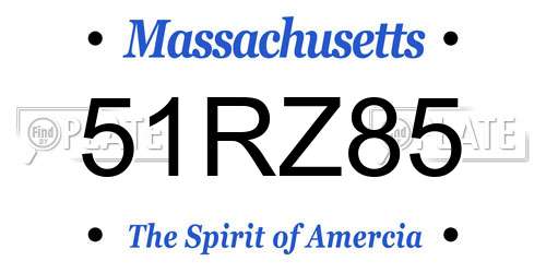 51RZ85 Massachusetts License Plate