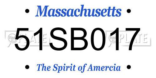51SB017 Massachusetts License Plate