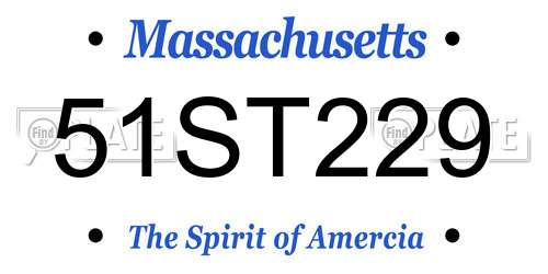 51ST229 Massachusetts License Plate