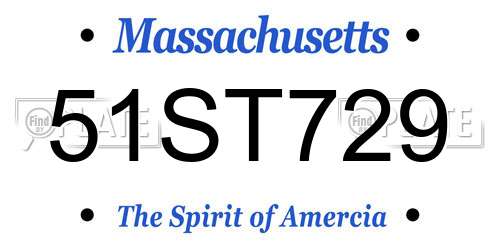51ST729 Massachusetts License Plate