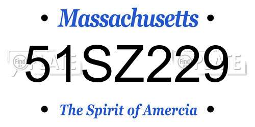 51SZ229 Massachusetts License Plate