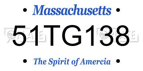 51TG138 Massachusetts License Plate