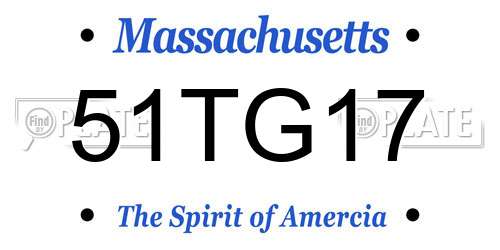 51TG17 Massachusetts License Plate