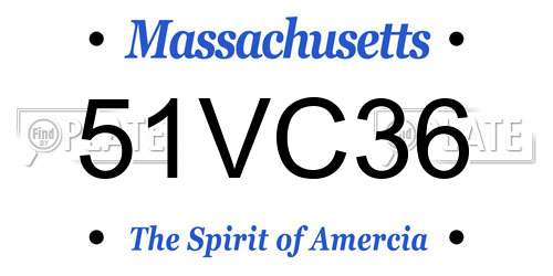 51VC36 Massachusetts License Plate