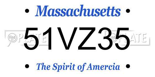 51VZ35 Massachusetts License Plate