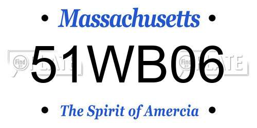 51WB06 Massachusetts License Plate