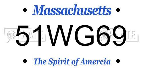 51WG69 Massachusetts License Plate