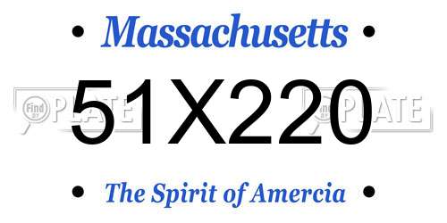 51X220 Massachusetts License Plate