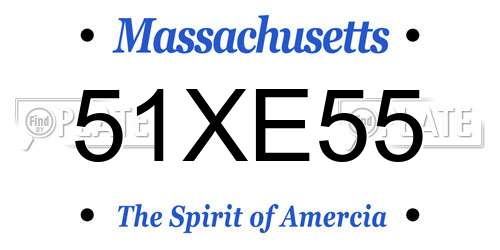 51XE55 Massachusetts License Plate