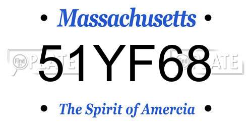 51YF68 Massachusetts License Plate