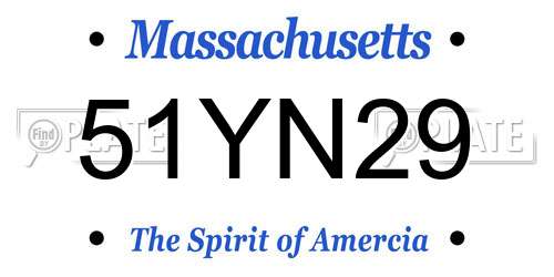51YN29 Massachusetts License Plate