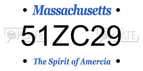 51ZC29 Massachusetts License Plate