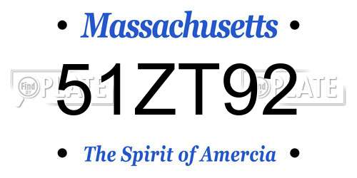 51ZT92 Massachusetts License Plate
