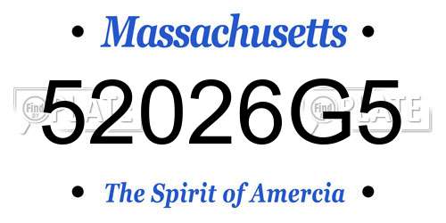 52026G5 Massachusetts License Plate