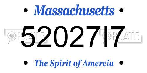 52027I7 Massachusetts License Plate