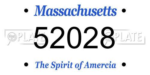 52028 Massachusetts License Plate
