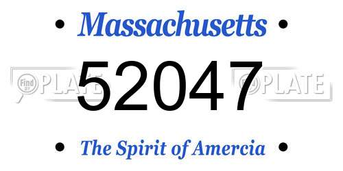 52047 Massachusetts License Plate