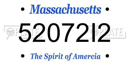 52072I2 Massachusetts License Plate