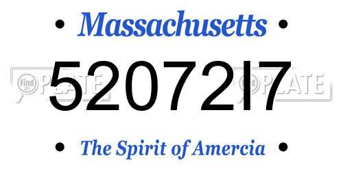 52072I7 Massachusetts License Plate