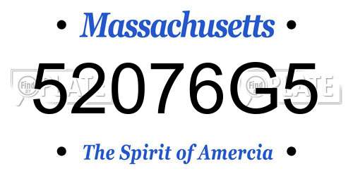 52076G5 Massachusetts License Plate