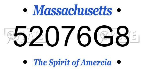 52076G8 Massachusetts License Plate