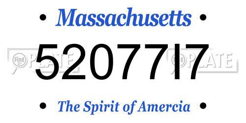52077I7 Massachusetts License Plate