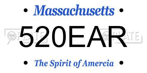 520EAR Massachusetts License Plate
