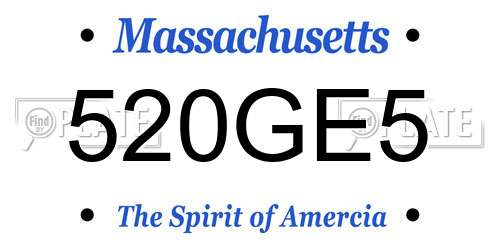 520GE5 Massachusetts License Plate