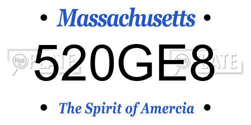 520GE8 Massachusetts License Plate