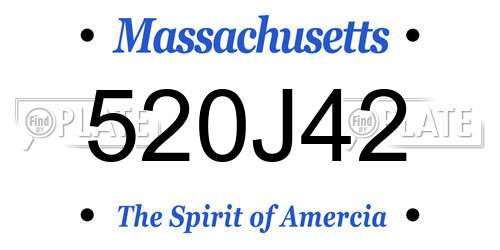 520J42 Massachusetts License Plate