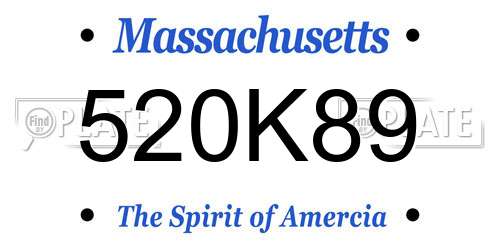 520K89 Massachusetts License Plate