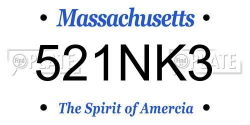 521NK3 Massachusetts License Plate