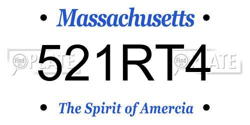 521RT4 Massachusetts License Plate