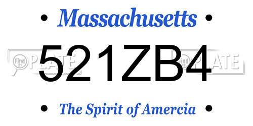 521ZB4 Massachusetts License Plate